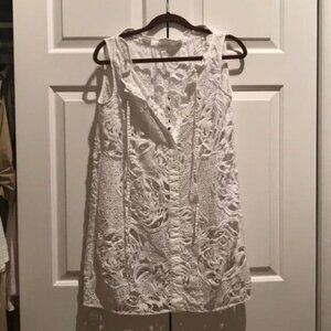 WOMENS WHITE COTTON LACE CROCHET COVERUP TOP M